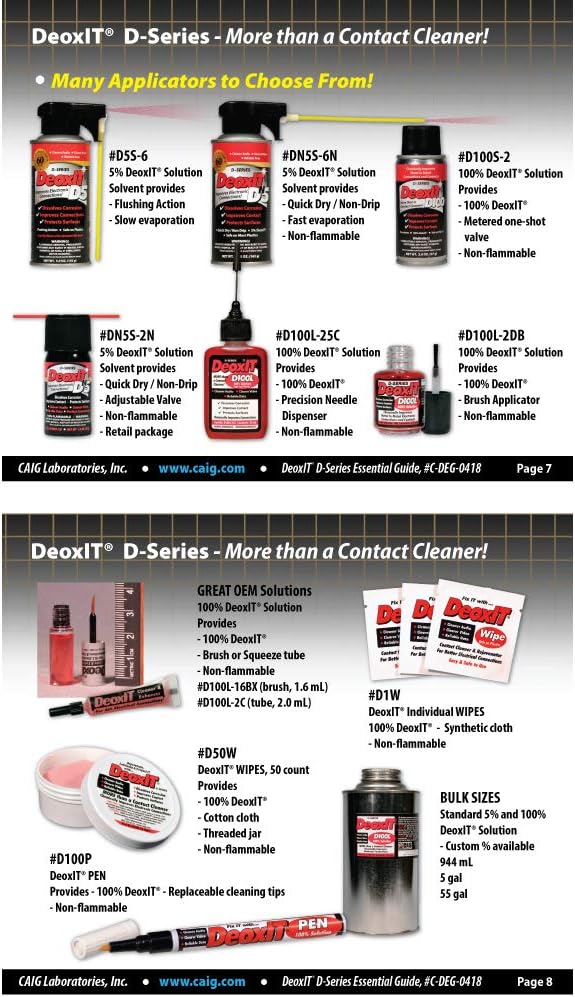 DeoxIT D5S-6 Spray More Than A Contact Cleaner 142g Integrated Straw Pack of 12