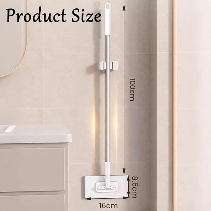 Snap Grip Mini Mop No Wash Lazy Mops Wet and Dry Zero Touch Convenient Automatic Cloth Changing Mini Mop Disposable Dust Mop with 10 Reusable Cloths for Multi Cleaning (White 28in)