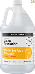 Clean Revolution Multi Surface Cleaner Refill Supply Non-Toxic Eco-Friendly &amp Plant-Based Ready to Use Dreamy Citrus 128 Fl Oz (Pack of 4)