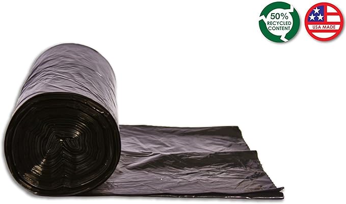 RESILIA Tall 15 Gallon Trash Bags - Black Recycling 100 Bags/Roll 1 Mil 0.001 Inch Thick 24x33 inches (WxH) Wire Ties Included MADE IN USA