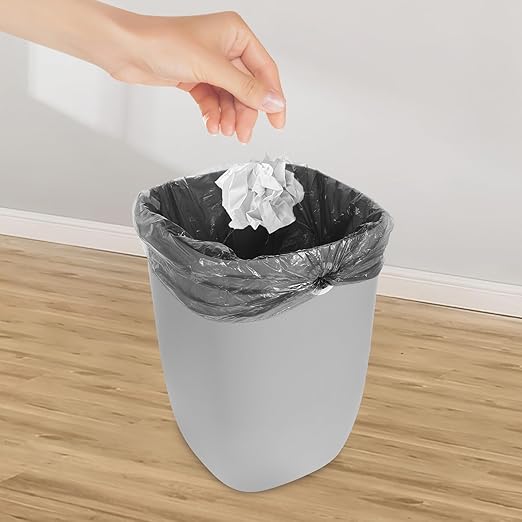 VICASKY Large Capacity Kitchen Wastebasket with Bag Fixer PP Material Garbage Bucket for Home Office Bedroom Bathroom Practical Rubbish Bin in Gray
