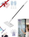 Disposable Dust Mop 28/36in No Wash Lazy Mop Wet and Dry Snap Grip Mini Mop 360° Zero Touch Mini Mops Convenient Automatic Cloth Changing Mops with 5 Reusable Cloths for Home (White 28in)