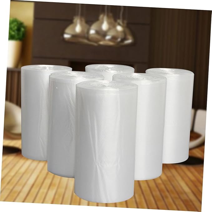 Veemoon 6 Rolls Thickened Plastic Trash Bags for Bathroom Bedroom and Kitchen Wastebaskets 45x50cm Flat Open Garbage Liners with Perforated Tear Feature Multipurpose Home Use
