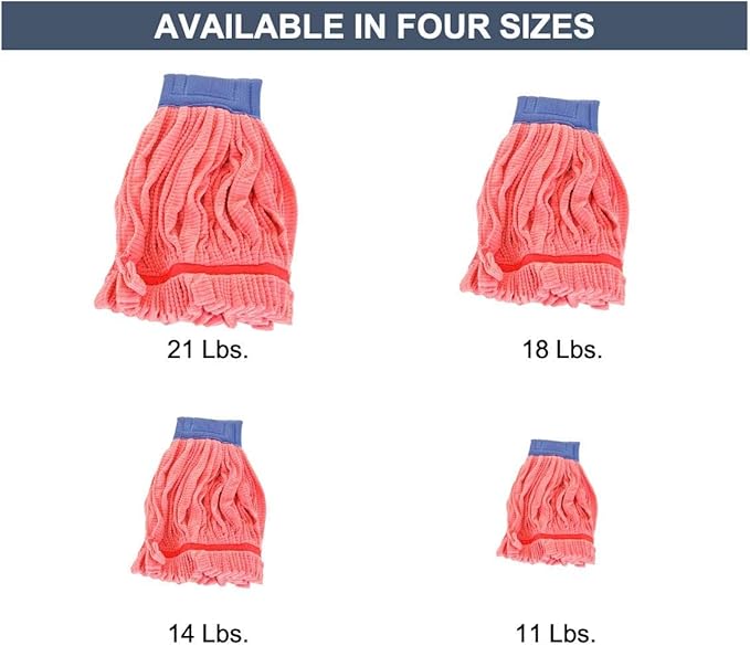 Arkwright Microfiber Tube Mop Head Replacement - Heavy Duty Lint Free Super Absorbent &amp Bleach-Safe Janitorial Essential for Commercial &amp Industrial Floor Cleaning 21 oz Red