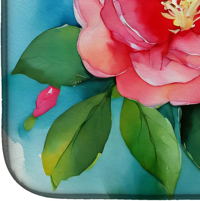 Caroline's Treasures DAC1621DDM Alabama Camellia in Watercolor Dish Drying Mat Absorbent Dish Drying Mat Pad for Kitchen Counter Dish Drainer Mat for Countertop 14 x 21 Multicolor