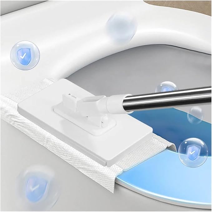 Compatible for with 3 Reusable Cloths Hands-Free Mop 360° Rotating Head Clamping Dust Mops Towel Removal(Mop)