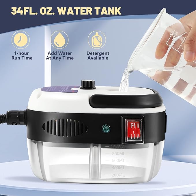 Moongiantgo High Pressure Steam Cleaner 2500W Portable High Temp Bathroom Power Steamer Cleaning Machine For Home Use Grout Tile Kitchen Grease Car Detailing Engine (110V White)