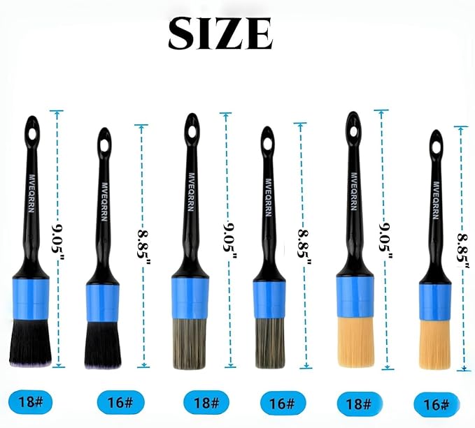 6pcs Car Detailing Brush Set-2pcs Boars Hair Car Detailing Brushes2pcs Ultra Soft No Scratch Detailing Brush for Air VentLeather Seat 2pcs Detail Brushes for Interior Exterior(Blue)