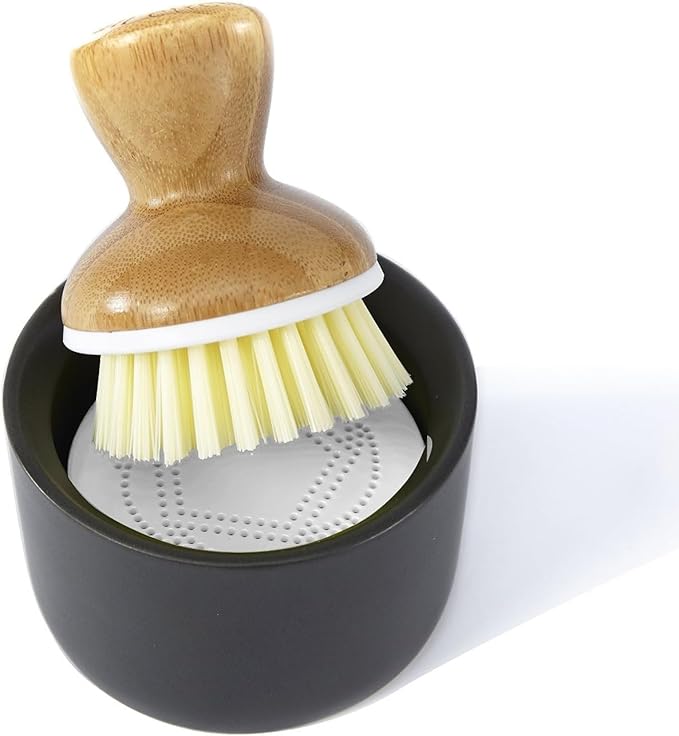 Full Circle Bubble Up Soap Dispenser &amp Dish Brush Set Black &amp White (Pack of 4)