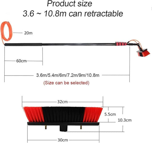 18FT Water Fed Pole Kit for Outdoor Window Cleaning Solar Panel Cleaning System Hose Spray Washer Glass &amp Roof Cleaner with Brush - Ideal for Photovoltaic Maintenance