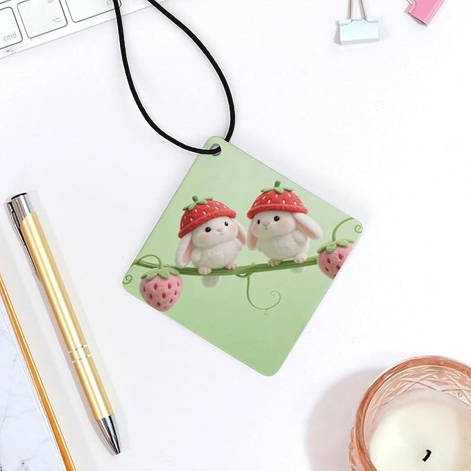 5PCS Car Air Freshener Hanging Personalized Double Sided Strawberry Chicks Car Fresheners Long Lasting New Cars Scents Cute Automotive Freshies for Closets Drawers (tea)