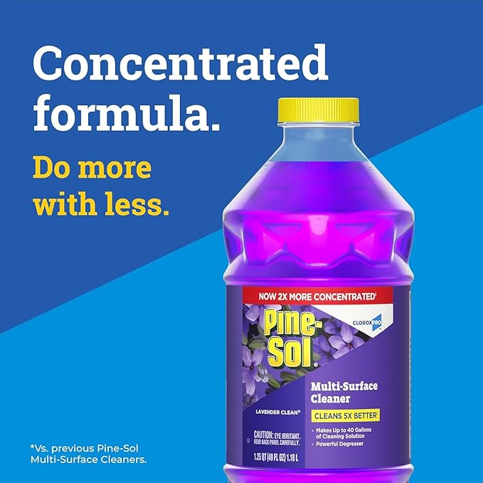 Pine-Sol 2X Concentrated Multi-Surface Concentrated Formula All-Purpose Cleaner Lavender Clean Scent 40 Fluid Ounces (Pack of 2 total of 80 Fl oz) Makes 80 Gallons Of Cleaning Solution