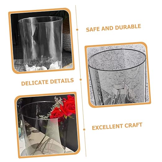 Alipis Transparent Modern Wastebasket Nordic Style Office Trash Can Simple Design Rubbish Bin for Home Bedroom Kitchen and Hotel Use Capacity