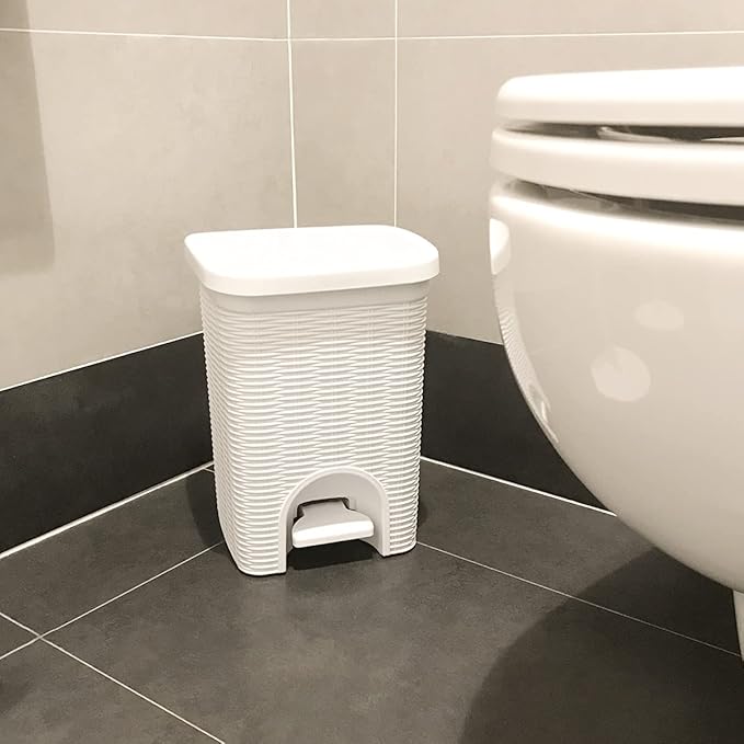 Stefanplast Elegance Bathroom Dustbin White 20.5 x 20.5 x 28 cm