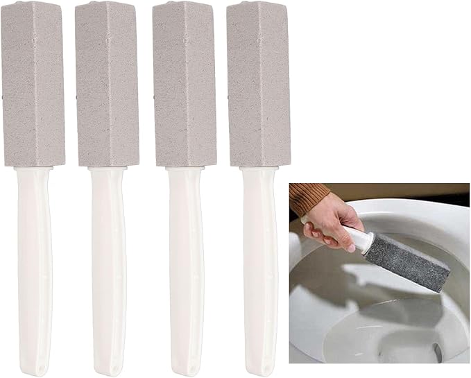 Topyond Pumice Stone Toilet Bowl Cleaner 4Pcs Toilet Pumice Stone with Long Handle Durability and Multipurpose Cleaning Brush for Toilets Sinks and Grills