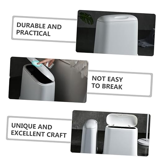Happyyami Bathroom Trash Can Compact Garbage Bin Lid Modern Wastebasket for Kitchen Small Trash Bin