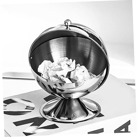 VALICLUD Stainless Steel Mini Desk Trash Can with Lid Reusable Wastebasket for Office Bedroom Kitchen Household Garbage Bin for Small Trash Storage