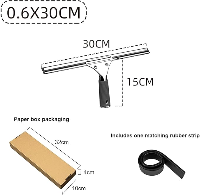 Scraping Glass Window Brush Style Glass Cleaning Wiper Single-Sided Window Cleaning Floor(Black 30cm)