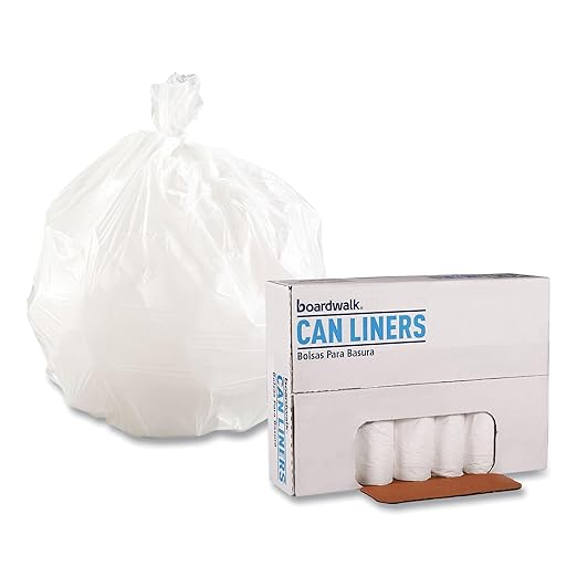 Boardwalk H4832LWKR01 24 in. x 32 in. 16 gal. 0.4 mil. Low-Density Waste Can Liners - White (25 Bags/Roll 20 Rolls/Carton)