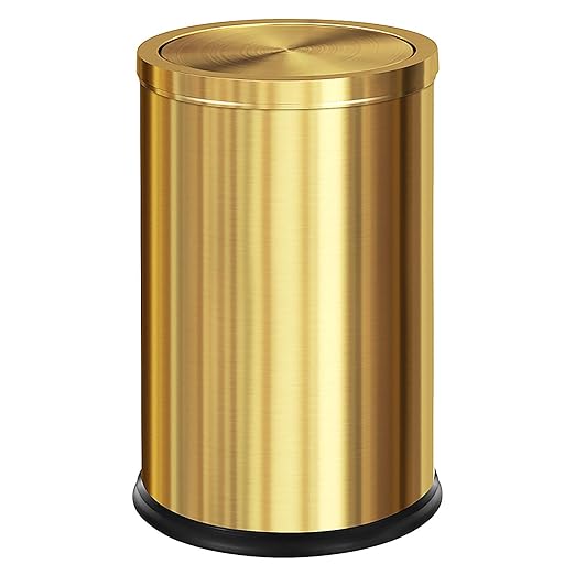 Brushed Gold Bathroom Trash Can with Swing Lid 4.7GallonStainess Steel Garbage Can Trash Bin Wastebaskets for KitchenOfficeBedroom (Gold 4.7 Gallon)