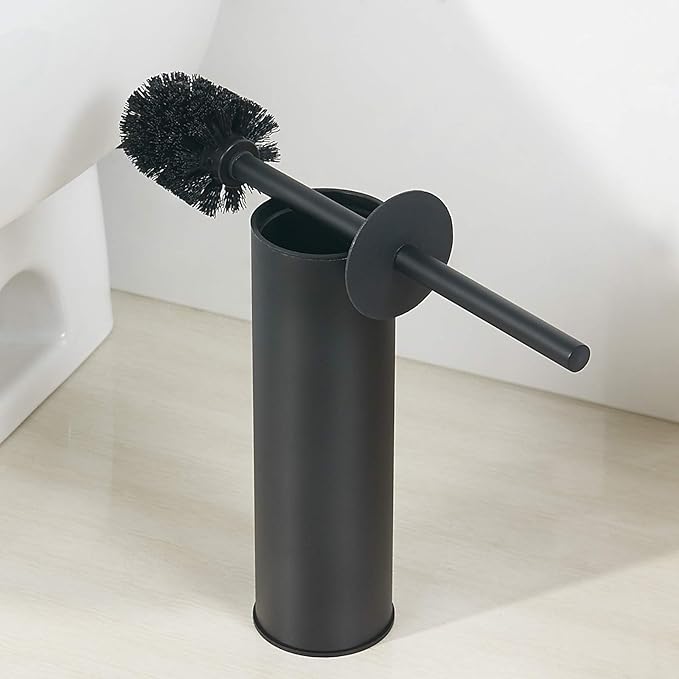 BGL Stainless Steel Toilet Brush with Holder 2 Black Bristle Heads