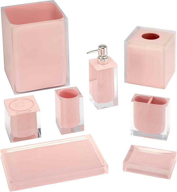 Izod - Wastebasket Decorative Trash Can Resin Home Accessories Guest Bathroom Dorm Room Essentials (Marina Collection Pink)