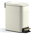 Small Bathroom Trash Can with Lid Soft Close-6L/1.6 Gal Slim Step Garbage Can-Metal Pedal Wastebasket-Narrow Rectangle Garbage Container Bin for Corner Office Bedroom Toilet Live Room-Beige