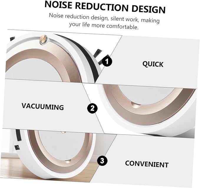 PRETYZOOM 1Set Compact Intelligent Floor Sweeper Home Dust Catcher with Mopping Function Silent Operation for Pet Hair and Debris Golden Finish