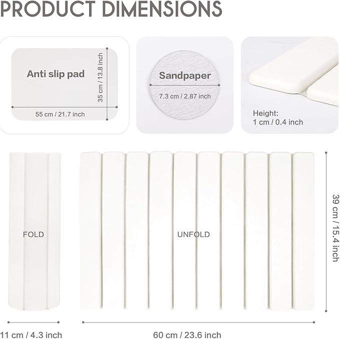 BoxedHome Stone Drying Mat for Kitchen Counter Large Stone Drying Mat Foldable Absorbent Diatomaceous Earth Bath Mat Quick Dishes Bottles Cups Bathroom 24(L)×16(W) White