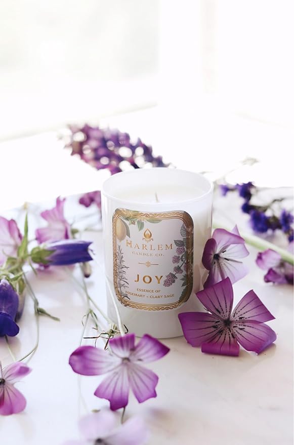HARLEM CANDLE CO. - Joy - Luxury Scented Soy Candle 11 oz - 80-Hour Burn Time | Fresh Mint Italian Lemon Rosemary Jasmine Petals Cedarwood Amber Musk | Scented Candles for Home