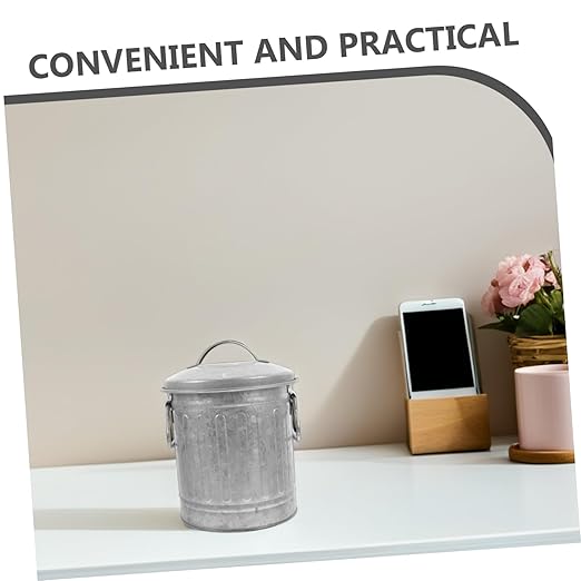 NUOBESTY Small Bucket Shaped Garbage Can with Lid Multifunctional Desktop Trash Bin and Pen Holder Compact Office Wastebasket for Bedroom Kitchen to Clean Reusable Storage Container