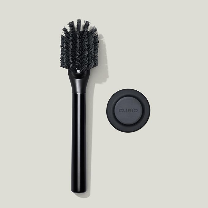 Ionic Dish Brush Magnetized to Stand Upright Stainless Steel with Replaceable Head Onyx/Black