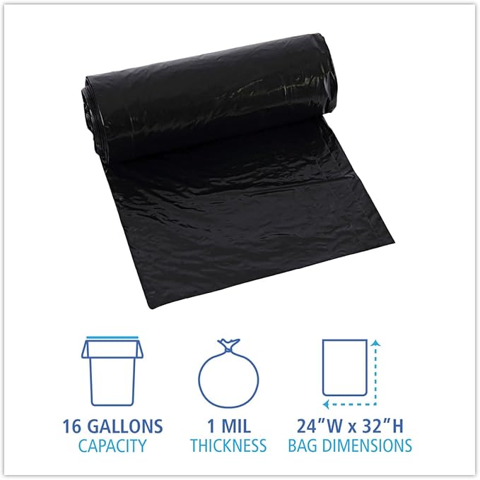 Heavy-Duty Trash Bags 150 Count Bulk Black 16 to 20 Gallon Capacity