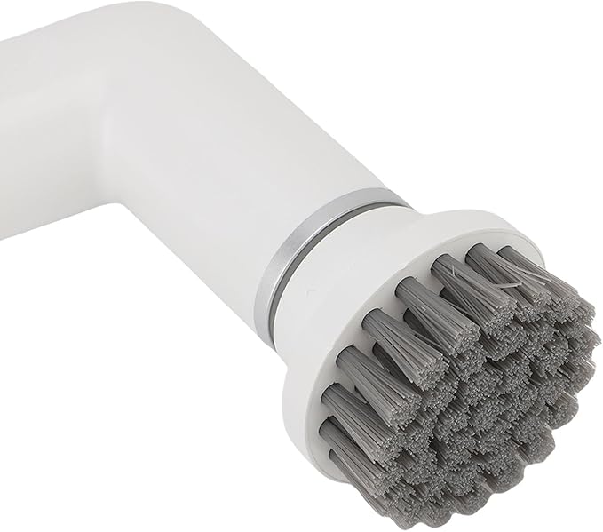 Cordless Cleaning Brush Scrubber Waterproof Bathroom Cleaner with 4 Replaceable Heads White - Powerful Motor Adjustable Speeds Ideal for Tile and Grout (White)