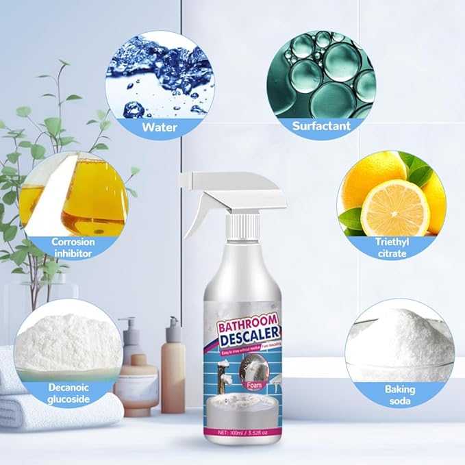 Bathroom Descaler Foam Cleaner 2026 New Powerful Cleaner Spray Stubborn Stains Cleaners Multipurpose Bathrooms Cleaning Foam Spray Rinse Cleaning Foam for Kitchen Bath Sink Glass (2PCS)