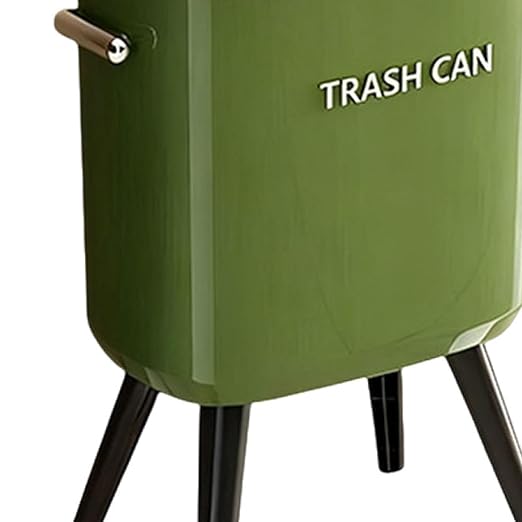 Garbage Can with Legs Dustbin High Foot 15L Large Capacity Household No Bending Wastebasket for Office Bedroom Kitchen Toilet Green