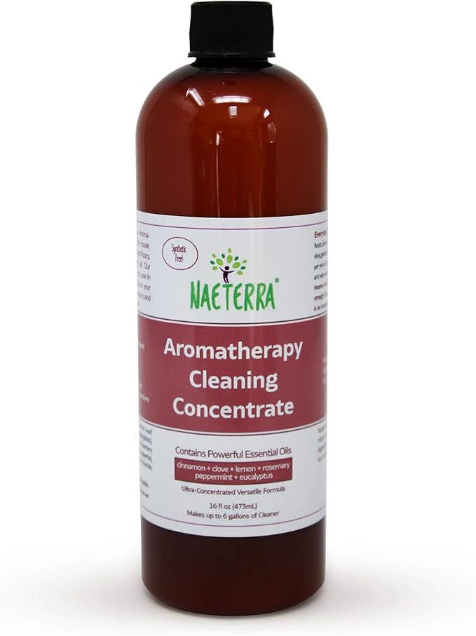 Naeterra Aromatherapy Cleaning Concentrate 16 oz - Natural All Purpose Multi Surface Cleaner - Plant Based Essential Oil Formula for Floors Glass &amp Granite - Makes 6 Gallons - Pet Safe &amp Non
