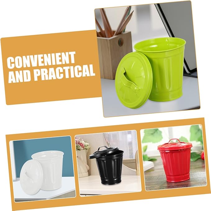 4Pcs Decorative Trash Can with Lid Cute Small Garbage Bins for Desk Bedroom and Living Room Convenient Rubbish Bins and Stylish Wastebasket and