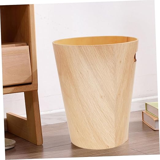 NUOBESTY Wooden Tiny Trash Can Round Large Capacity Storage Removable Easy Clean Wastebasket for Bedroom Bathroom Office Vanity Table