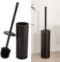 BESy Toilet Brush and Holder Toilet Cleaner Bowl Set with Two Brush with Extra Long Handle Durable Bristles Toilet Scrubber and Covered Holder Drip-Proof Stainless Steel Oil Rubbed Bronze