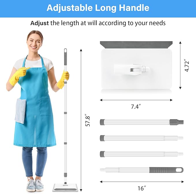 Baseboard Cleaner Tool with Handle DELUX Baseboard Cleaner with Extendable Long Handle 4 Reusable Cleaning Pads Wall Cleaner for Baseboards Cleaning Ceiling Wall Floor Shower Bathroom Kitchen