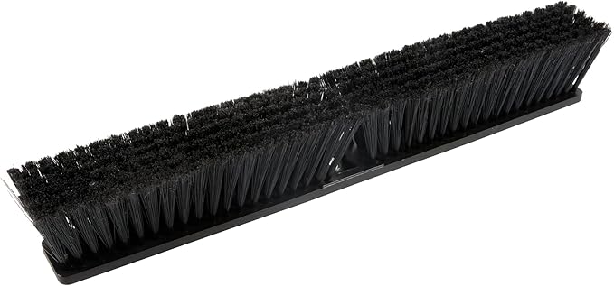 Restaurantware-BROOM HEAD ONLY: Clean Tek Professional 23.62-Inch Push Broom Head 1 Heavy-Duty Cleaning Tool - Handle Sold Separately Fine Flagged Bristles Black Plastic Outdoor Use