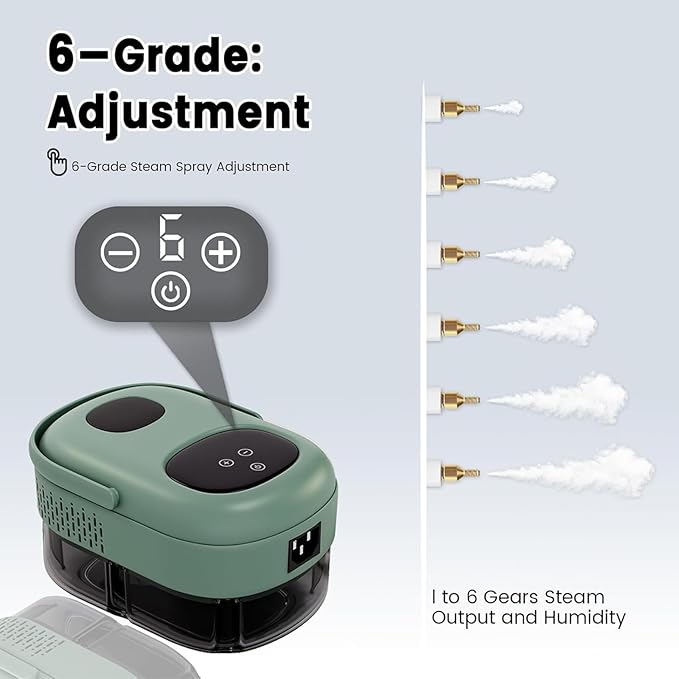 Handheld Steam Cleaner 1500W High Temperature Steam Cleaner with 1.1L Large Water Tank and 3 Brush Heads 6-gears Adjustable and 15 Seconds Fast Heating for Home Us
