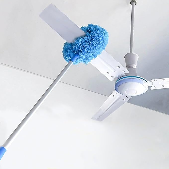 Ceiling Fan Cleaner Duster - Reusable Duster with Extendable Pole Flexible Cleaning Tool for Ceiling Fans Furniture Baseboards Blinds Corners and Cobweb Removal in Home Dorm Office