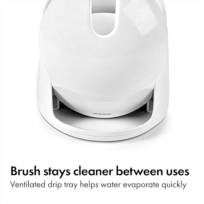 OXO Good Grips Compact Toilet Brush &amp Canister Toilet Bowl Brush and Holder with Automatic Canister Door Bathroom and Small Spaces Cleaning Supplies Essential