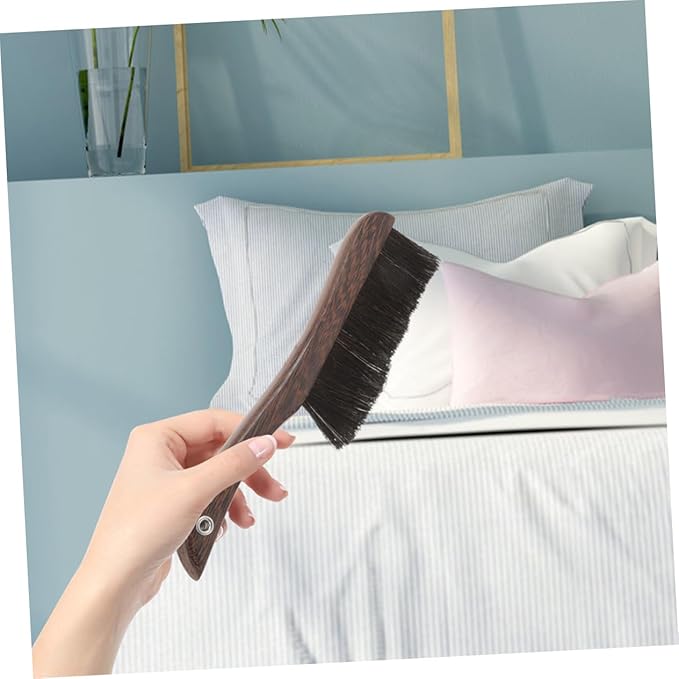 MERRYHAPY 2pcs Wooden Handheld Broom Brush with Soft Bristles for Gentle Cleaning of Furniture Instruments and Keyboards Lightweight and Portable Dust Brush for Home and Office Use