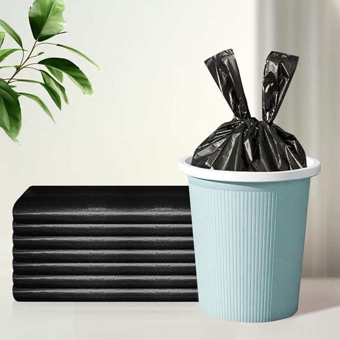 5x31cm Black Plastic Trash Bags 200pcs Thickened Household Garbage Bags with Handles for Kitchen Bathroom Commercial and Hotel Use