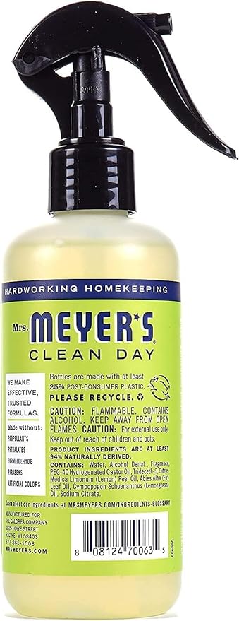 MRS. MEYER'S CLEAN DAY Room Freshener Spray Lemon Verbena Scent Instant &amp Refreshing Fragrance Made with Essential Oils 8 fl oz Spray Bottle (Pack of 6)