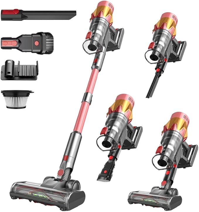 Cordless Vacuum Cleaner 550W 65Kpa 40Mins Vacuum Cleaners for Home LED Screen Stick Vacuum Cleaners Anti-Tangle 1.2L Dust Cup 4 in 1 Lightweight Vacuum for Hardwood Floor Carpet Pet Hair
