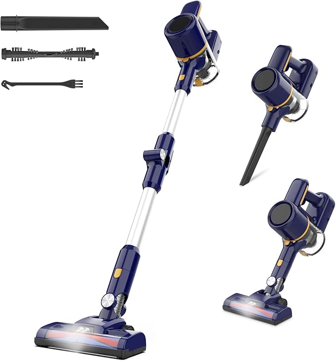 Cordless Vacuum Cleaner 6 in 1 Powerful Stick Vacuum for Home 2200mAh Battery Vacuum Rechargeable Vacuum (Cobalt)